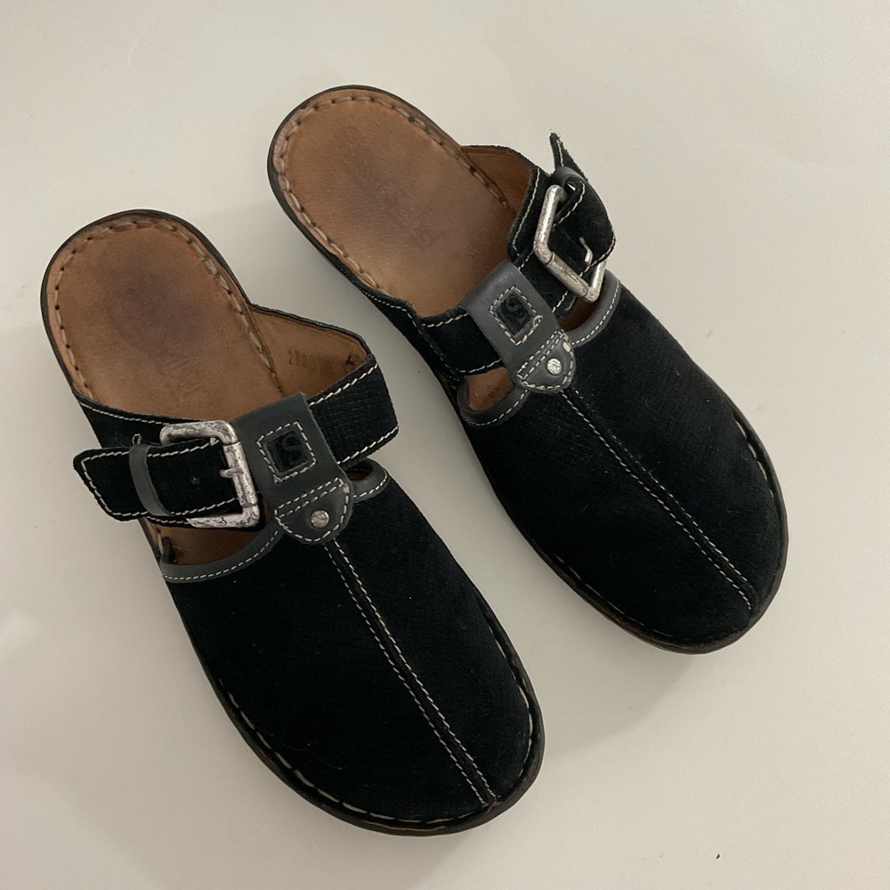 Josef Seibel mules clogs black suede Women’s Size 38